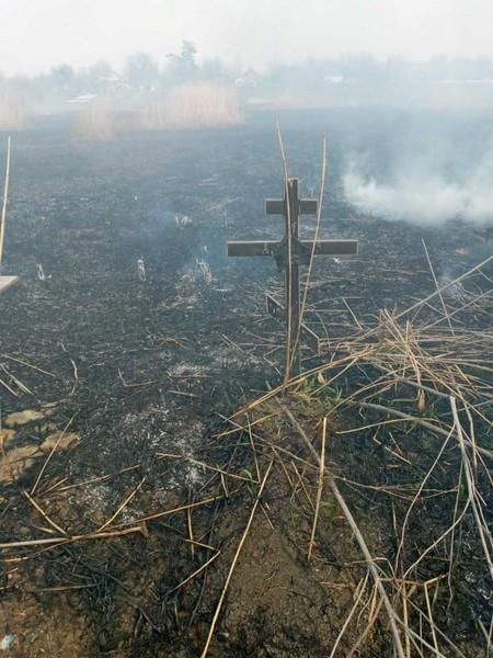 В Курахово неизвестные подожгли кладбище
