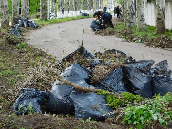 Волонтеры Кураховской ТЭС расчистили от мусора улицу Энергетиков в Курахово