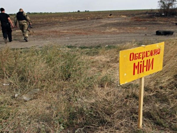 В Марьинском районе появились щиты с информацией о минной опасности