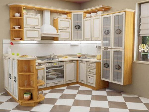 необычная кухонная мебель для большой кухни